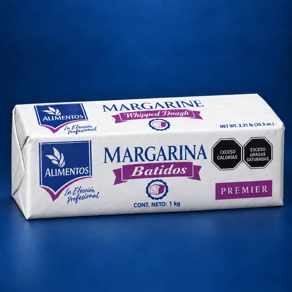 Envoltura de papel impreso blanco con detalles morados para margarina Batidos